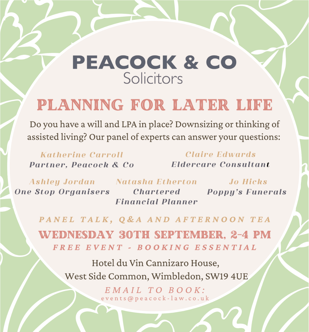 Planning For Later Life hosted by Peacock & Co